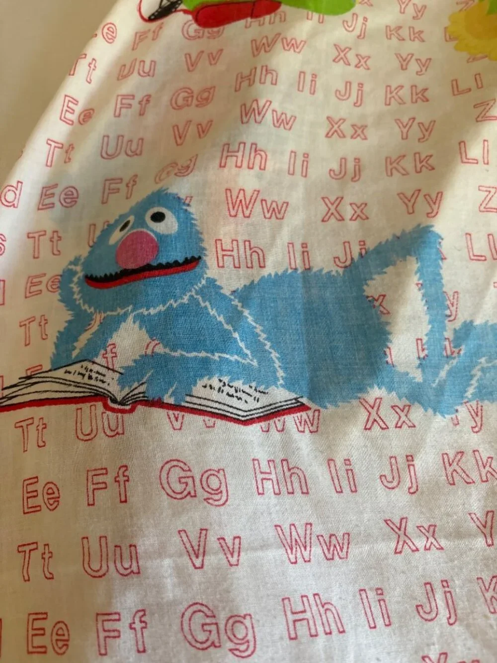 Vintage Sesame Street Alphabet Fitted Sheet Twin Size Big Bird Cookie Cutter